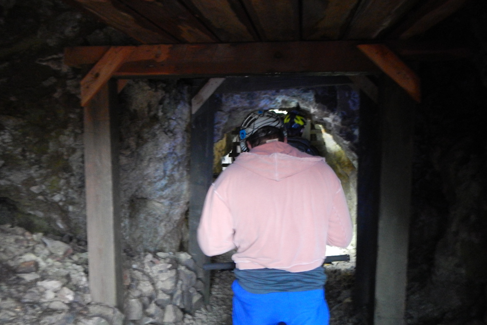 Entering the underground segment of the MTB trails at the Greenland Adventure Mine