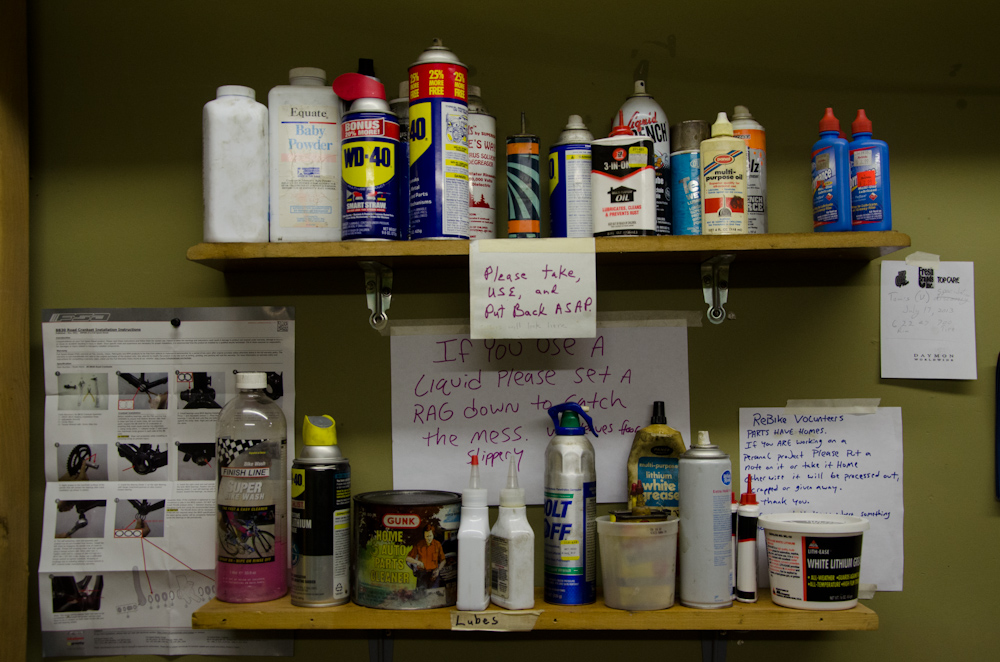The shelf of lubricants and other chemicals